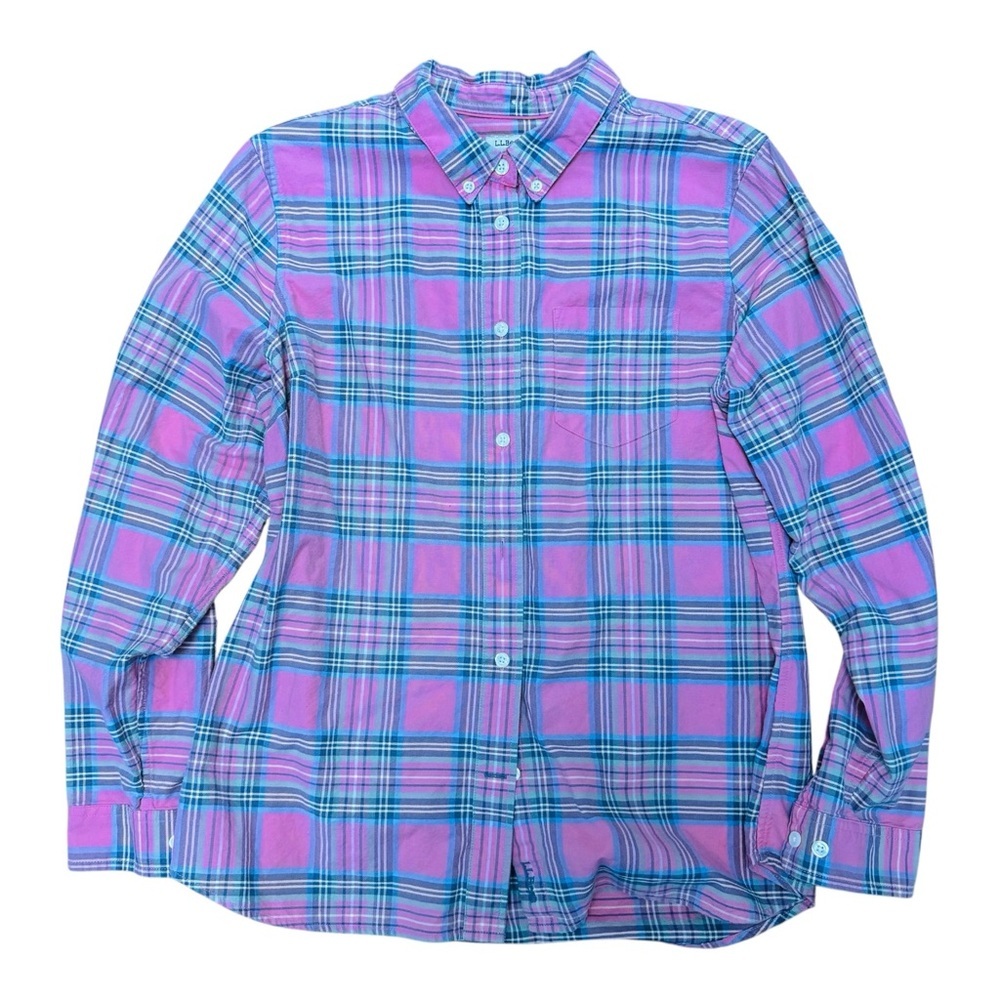 L.L. Bean Vibrant Pink and Blue Button Down Shirt